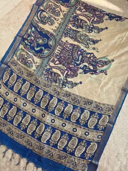 Pure chennuri kalamkari silk duppatta - 7