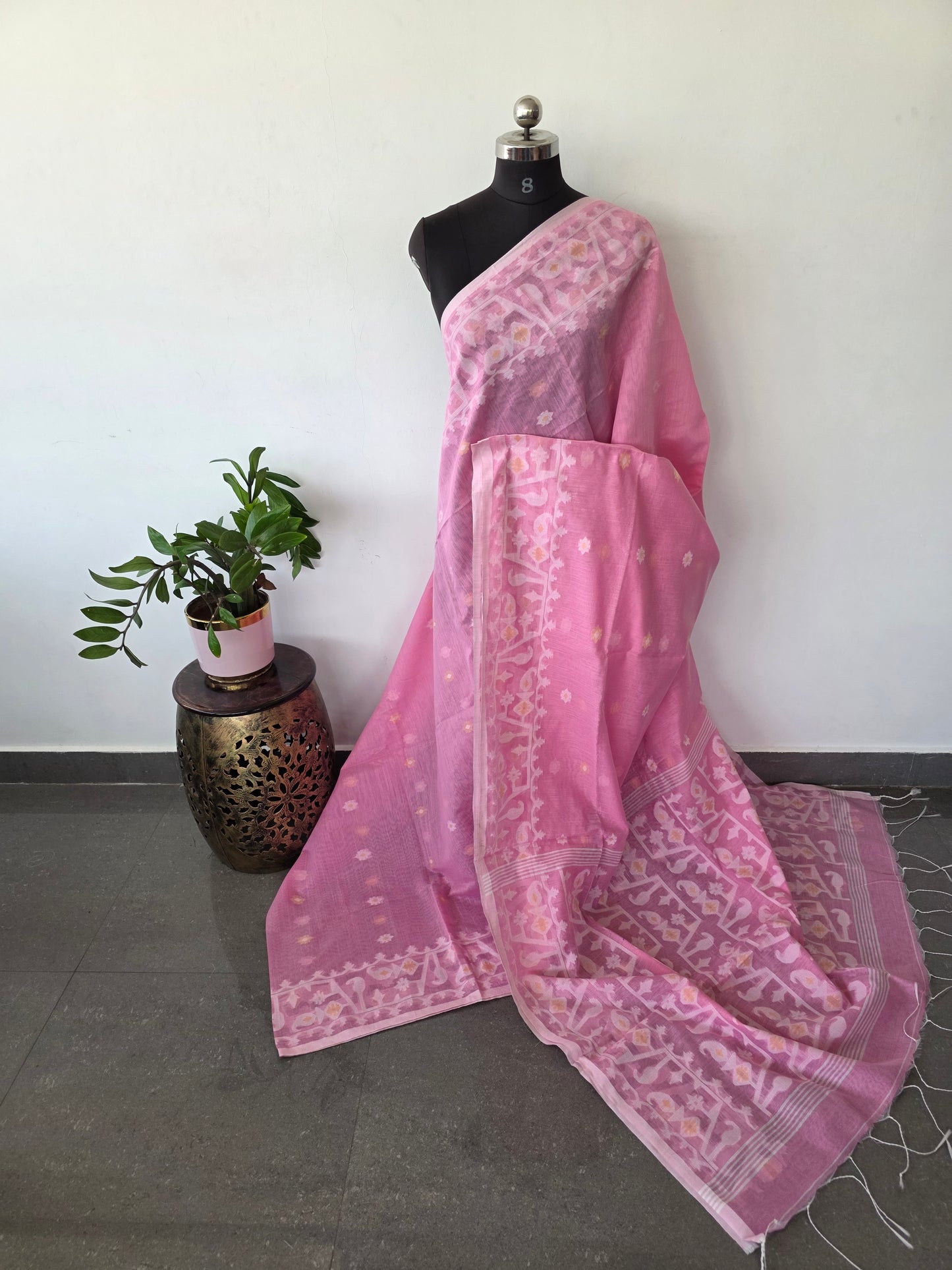 Silk cotton jamdhani saree - BB479