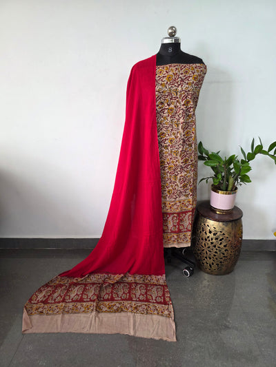 Handblock pure kalamkari cotton with border (2 pc set) - AK300