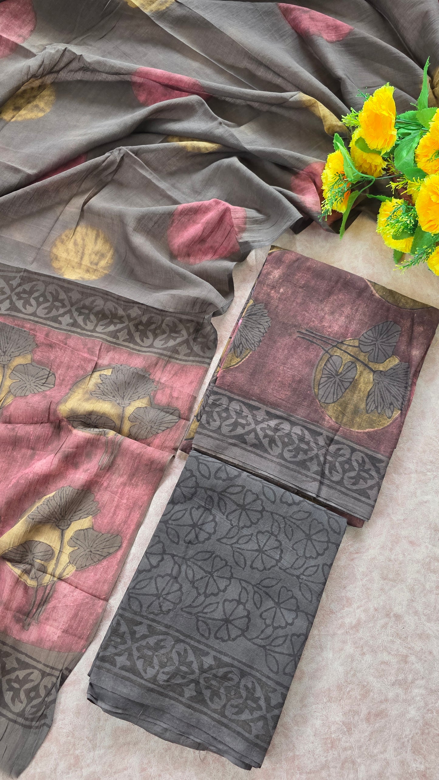 Nashpal Ajrakh Handblock Jaipuri pure cotton set - JA840