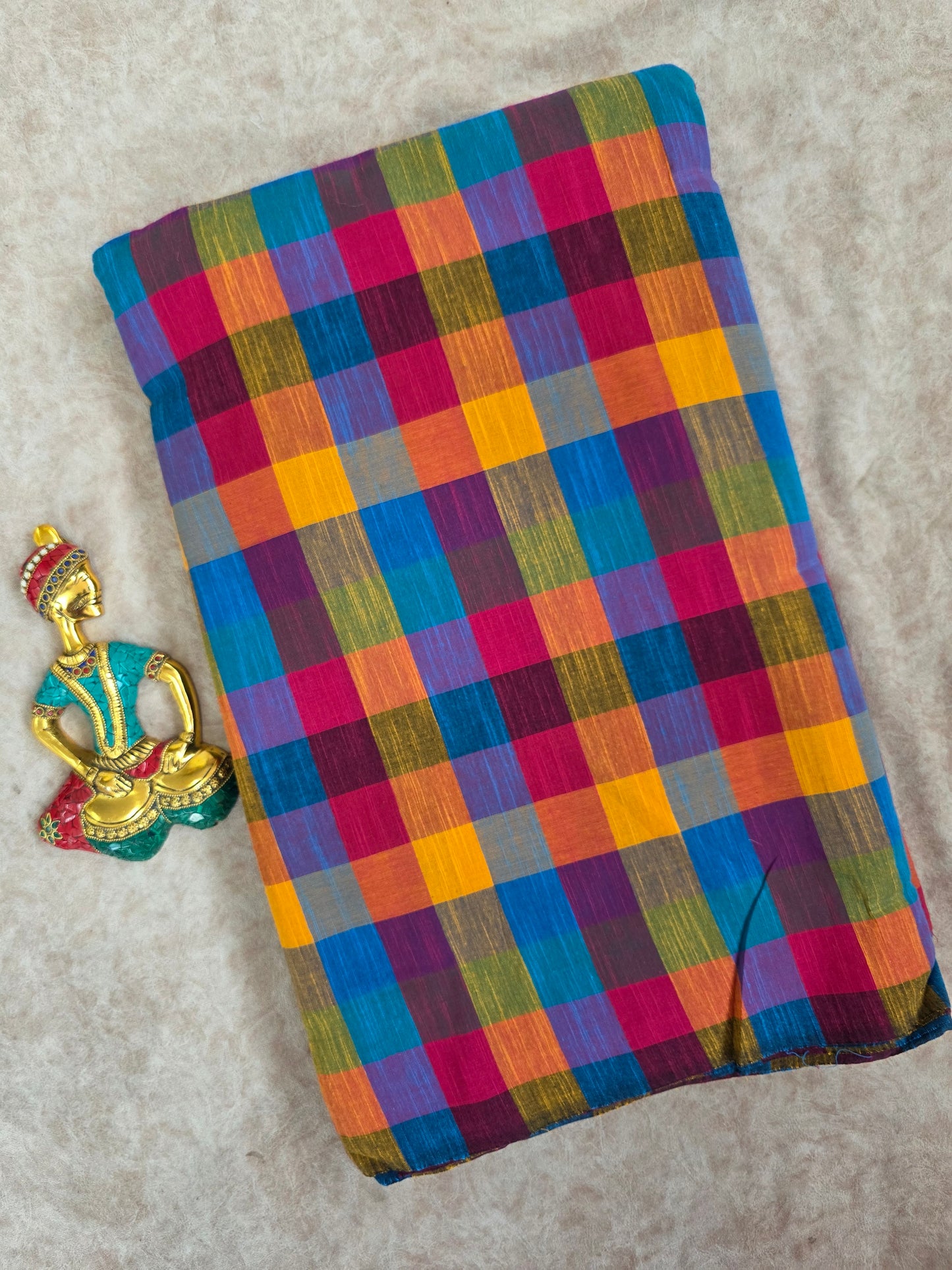 Madras kattam prewashed textured running material (2 inches*2 inches) - MD65