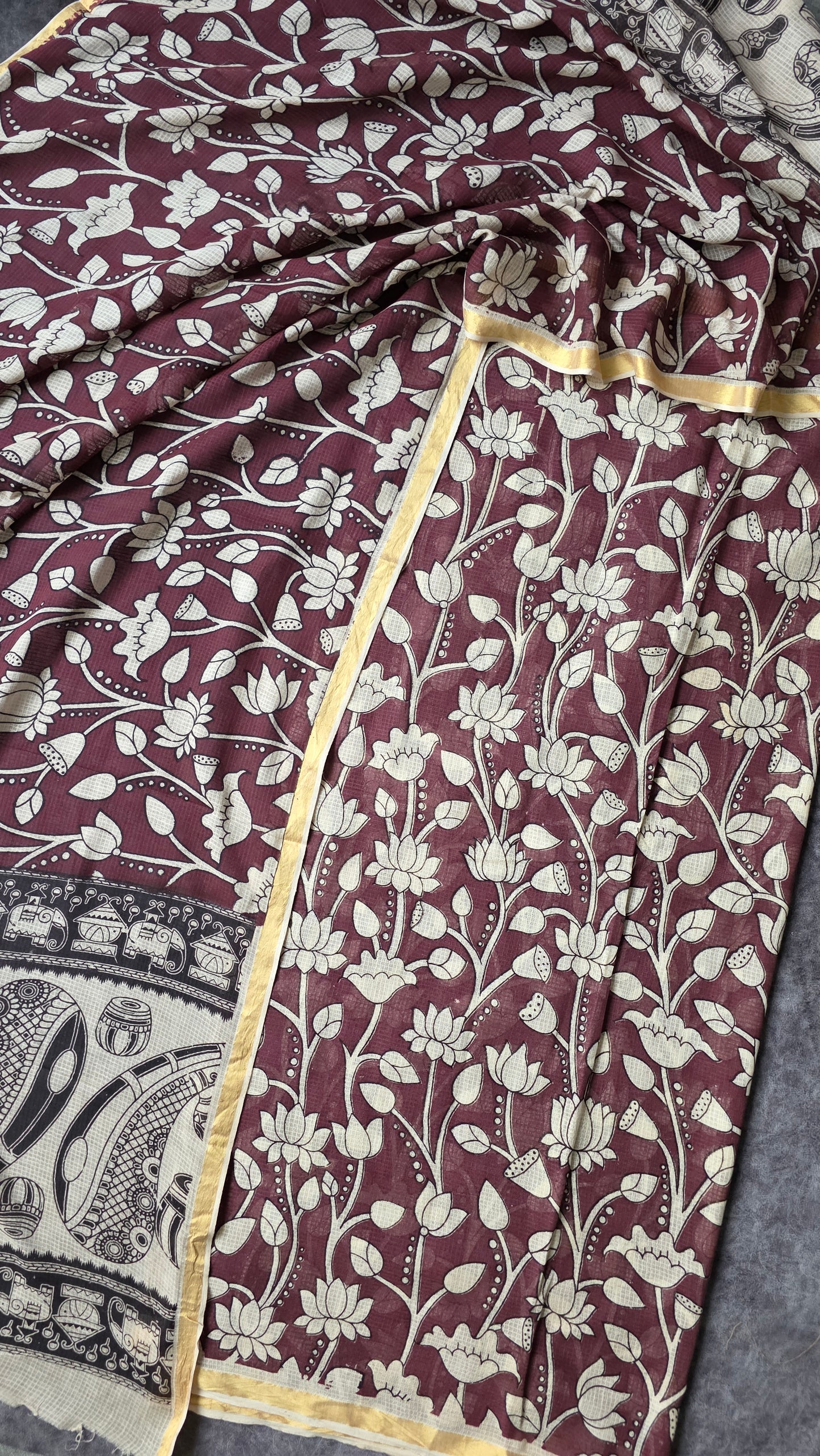 Handcrafted Kota kalamkari set (2 pc set )-AK314
