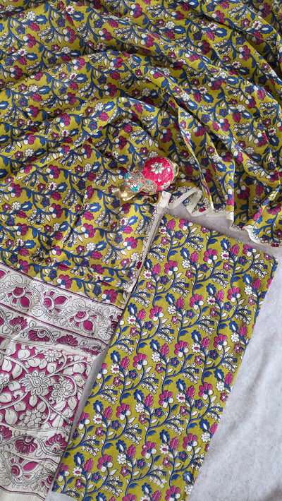 Authentic pure kalamkari cotton set (2 pc set) - AK262