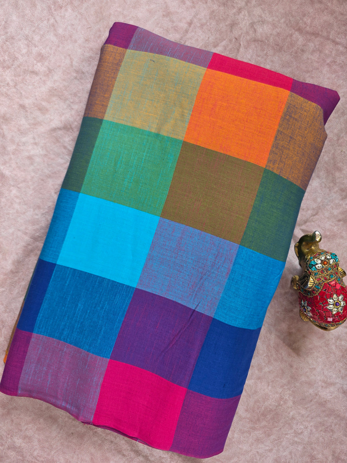 Madras kattam prewashed running material (4 inches*4 inches) -MD139