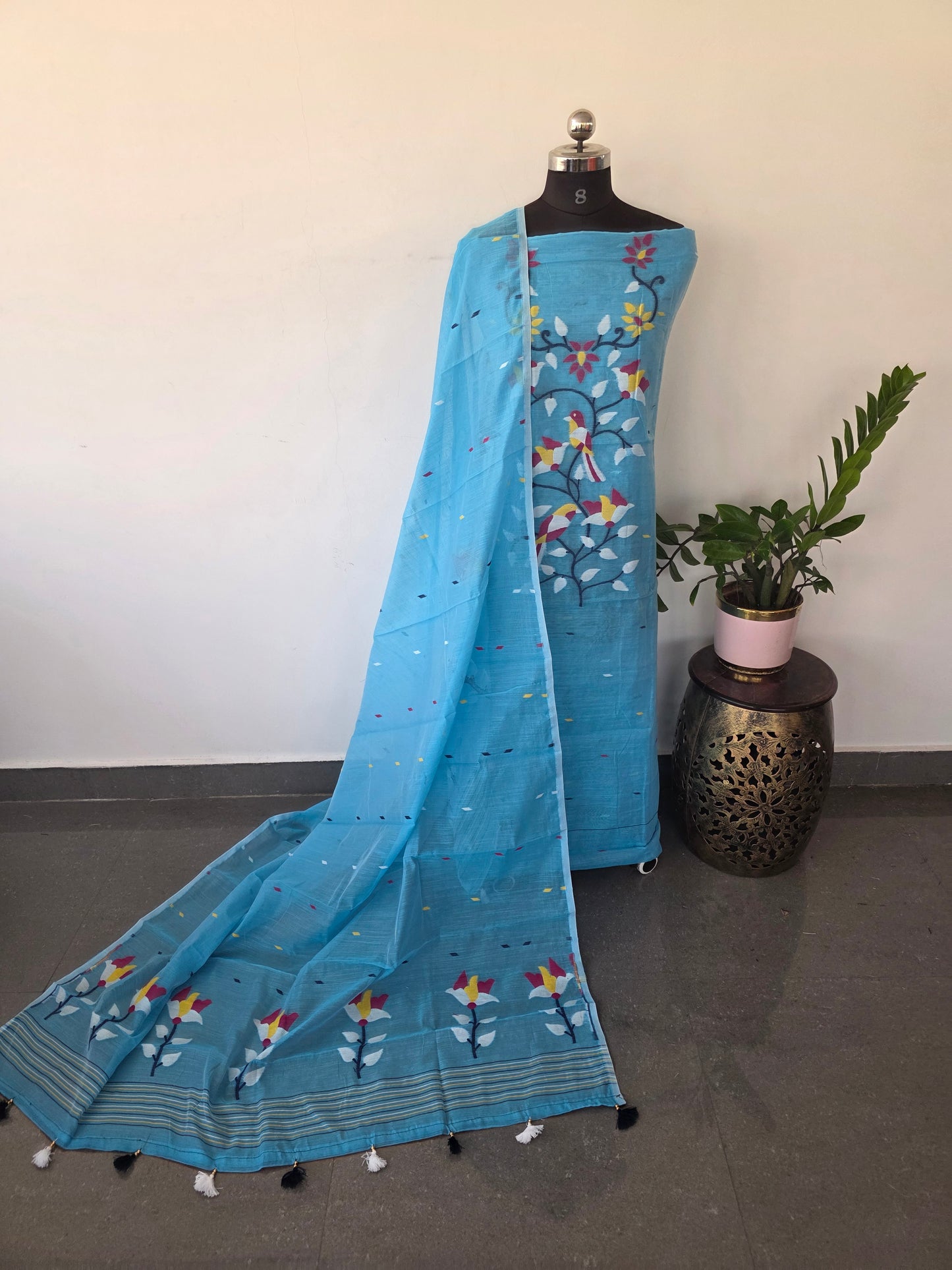 Silk cotton jamdhani set - AV231