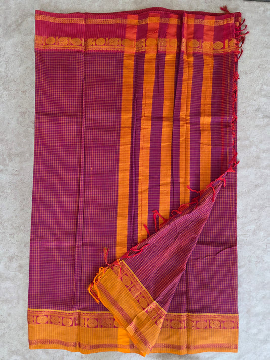 Mercerised checked narayanapet saree - NA202