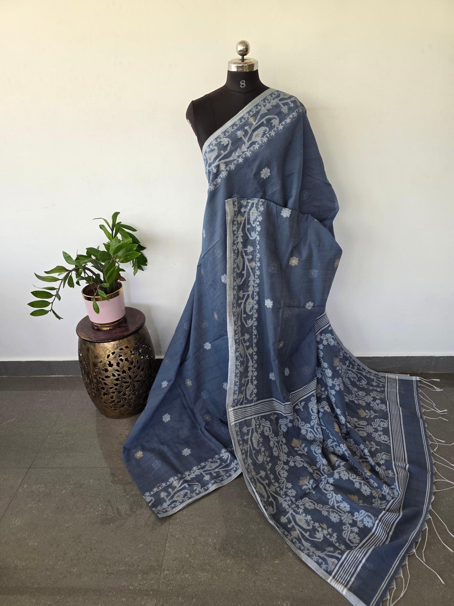 Silk cotton jamdhani saree - BB467