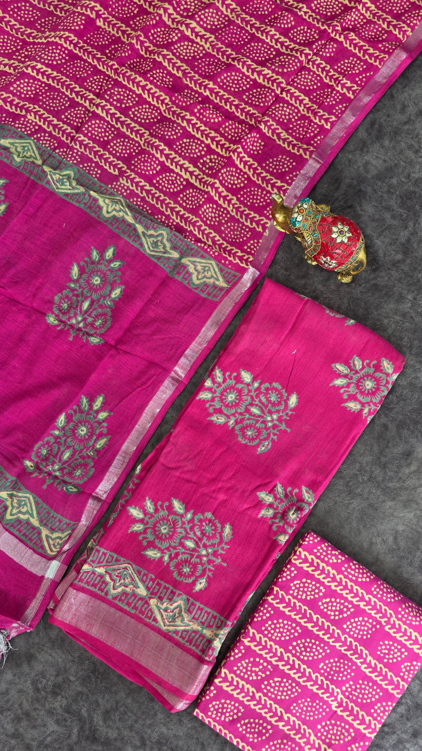 Handblock jaipuri linen cotton set -JA902