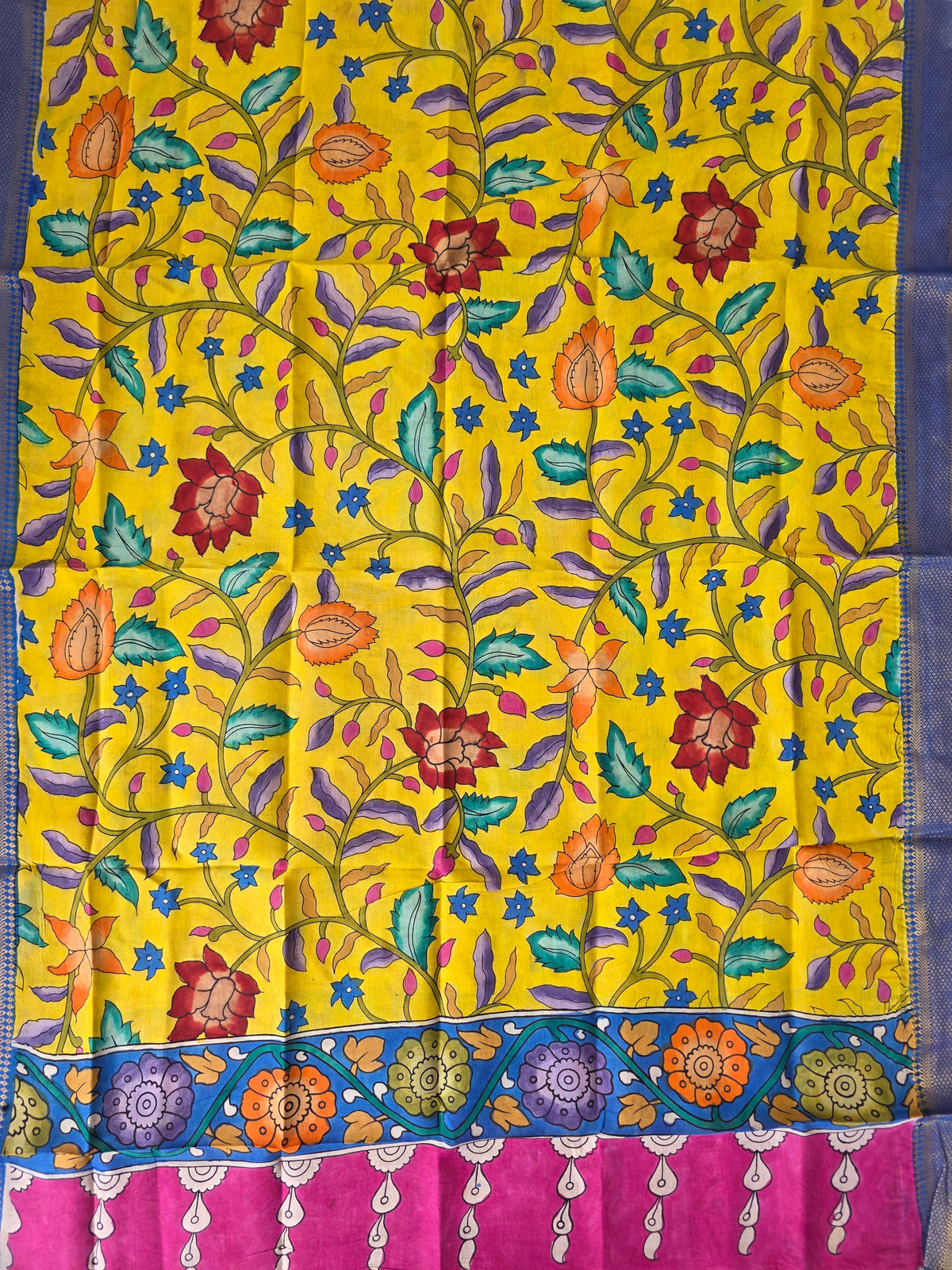 Handcrafted Penkalamkari bangalore silk set -KH243