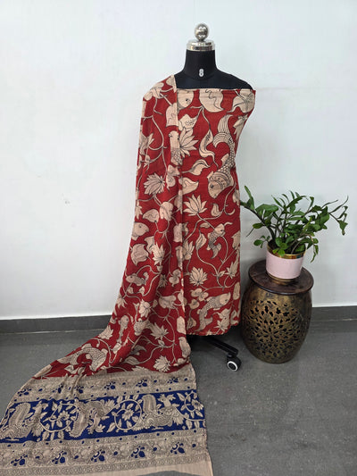 Handcrafted pure kalamkari cotton (2 pcs)(Red)set -AK566