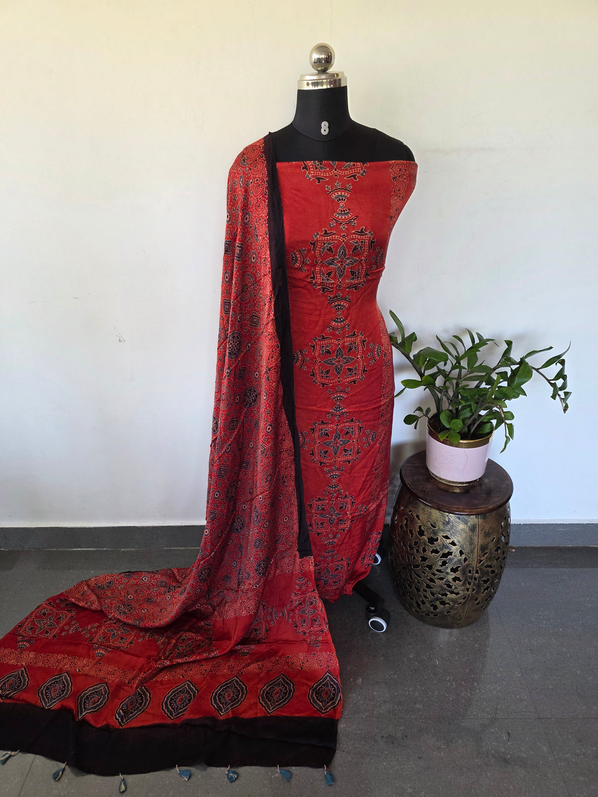 Handcrafted ajrakh modal silk set -HZ316