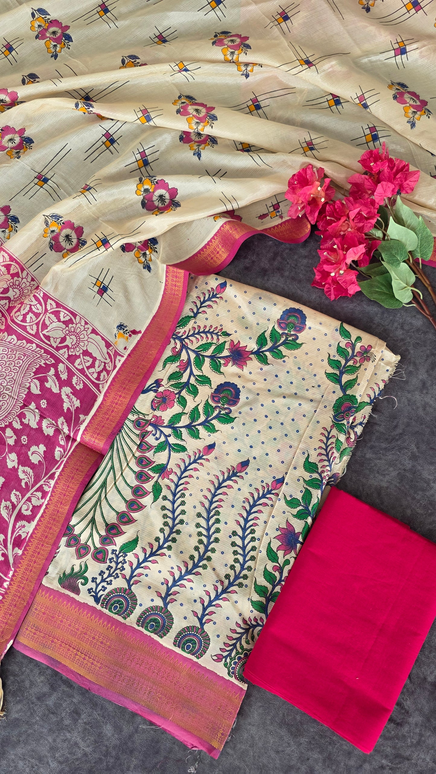 Fusion chennuri kalamkari silk with mangalagiri border salwar - FC26