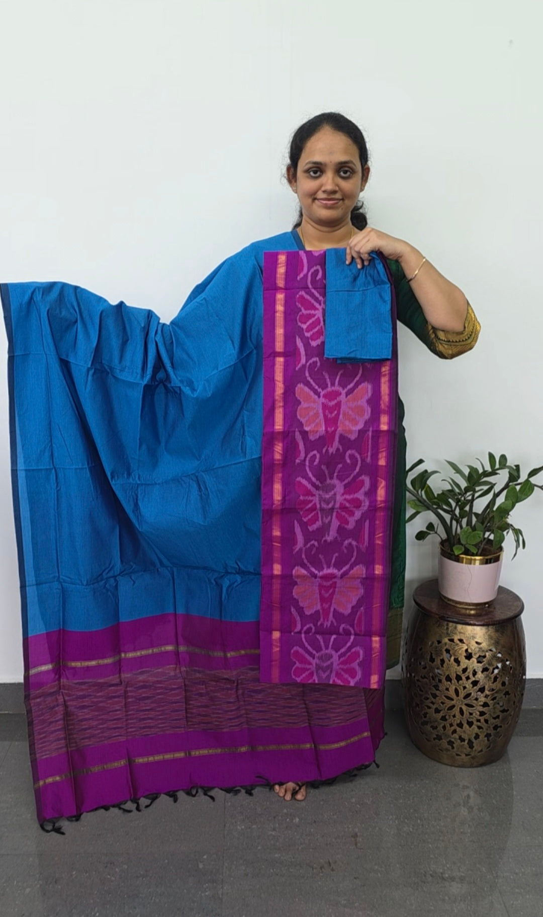 Pochampally sico set with ikkat damn -SD423