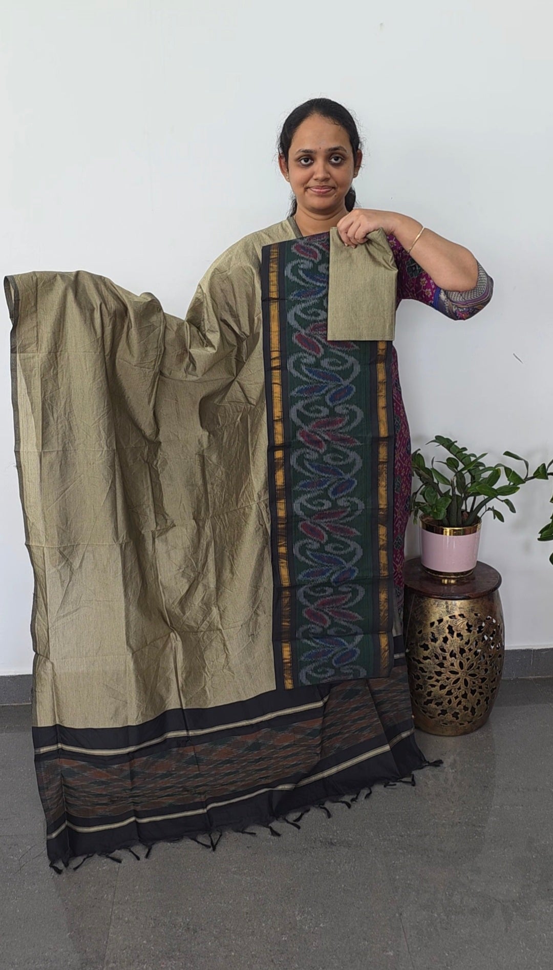 Pochampally sico set with ikkat damn - SD534
