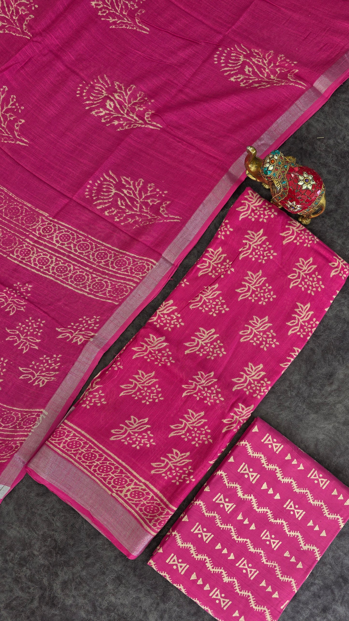 Handblock jaipuri linen cotton set - JA900