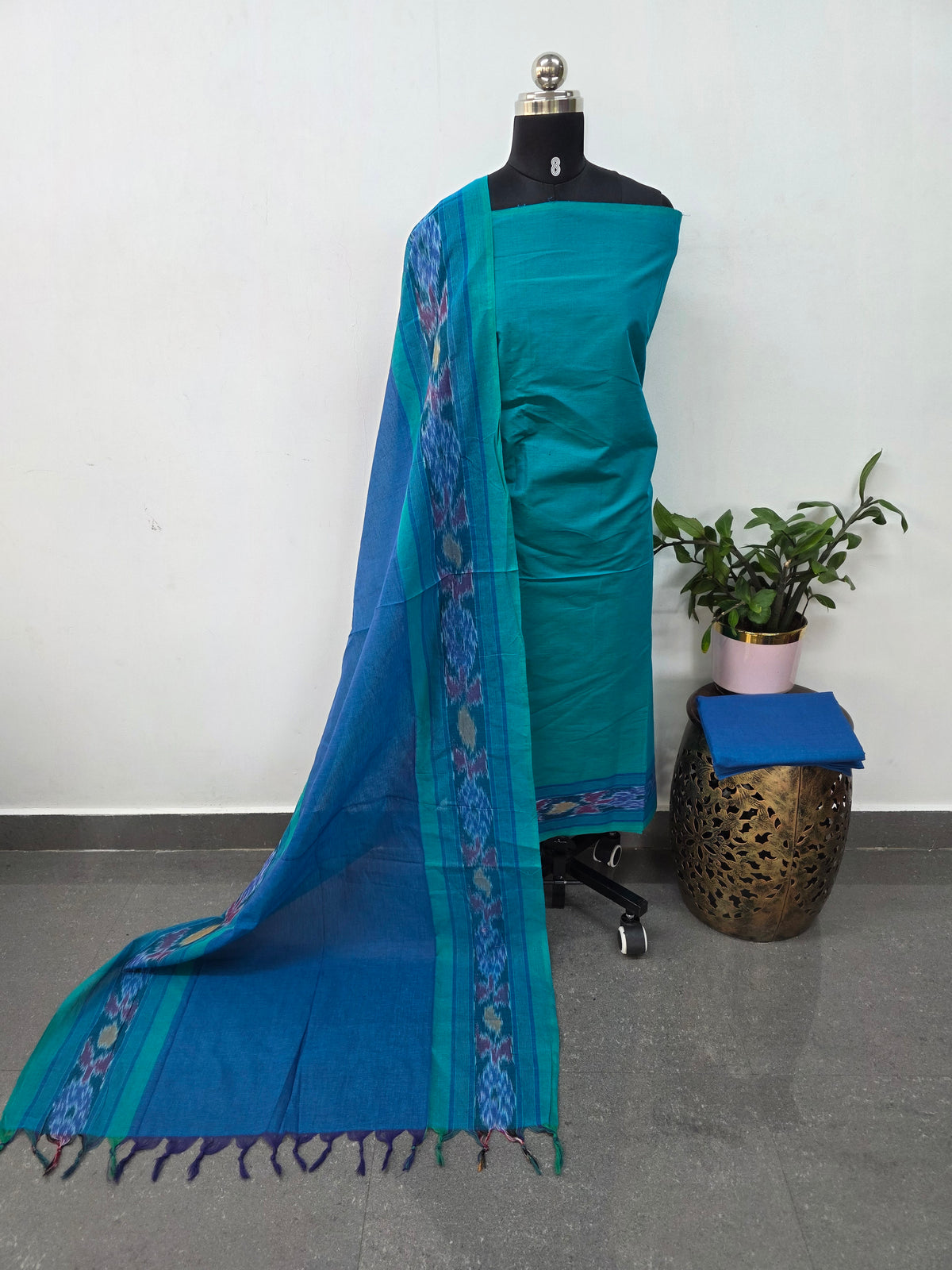 Pochampally border south cotton set - HA90
