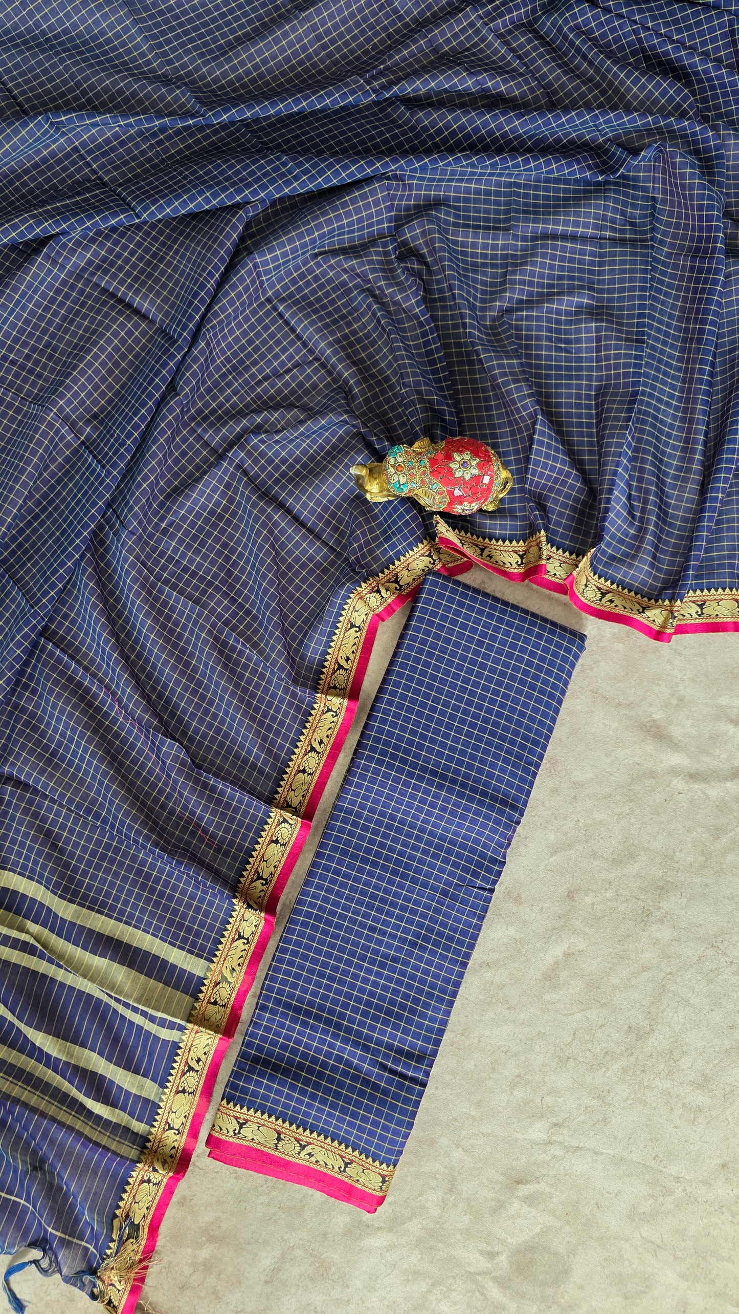 Mercerised checked narayanapet salwar set (4.5 meters)- NA375