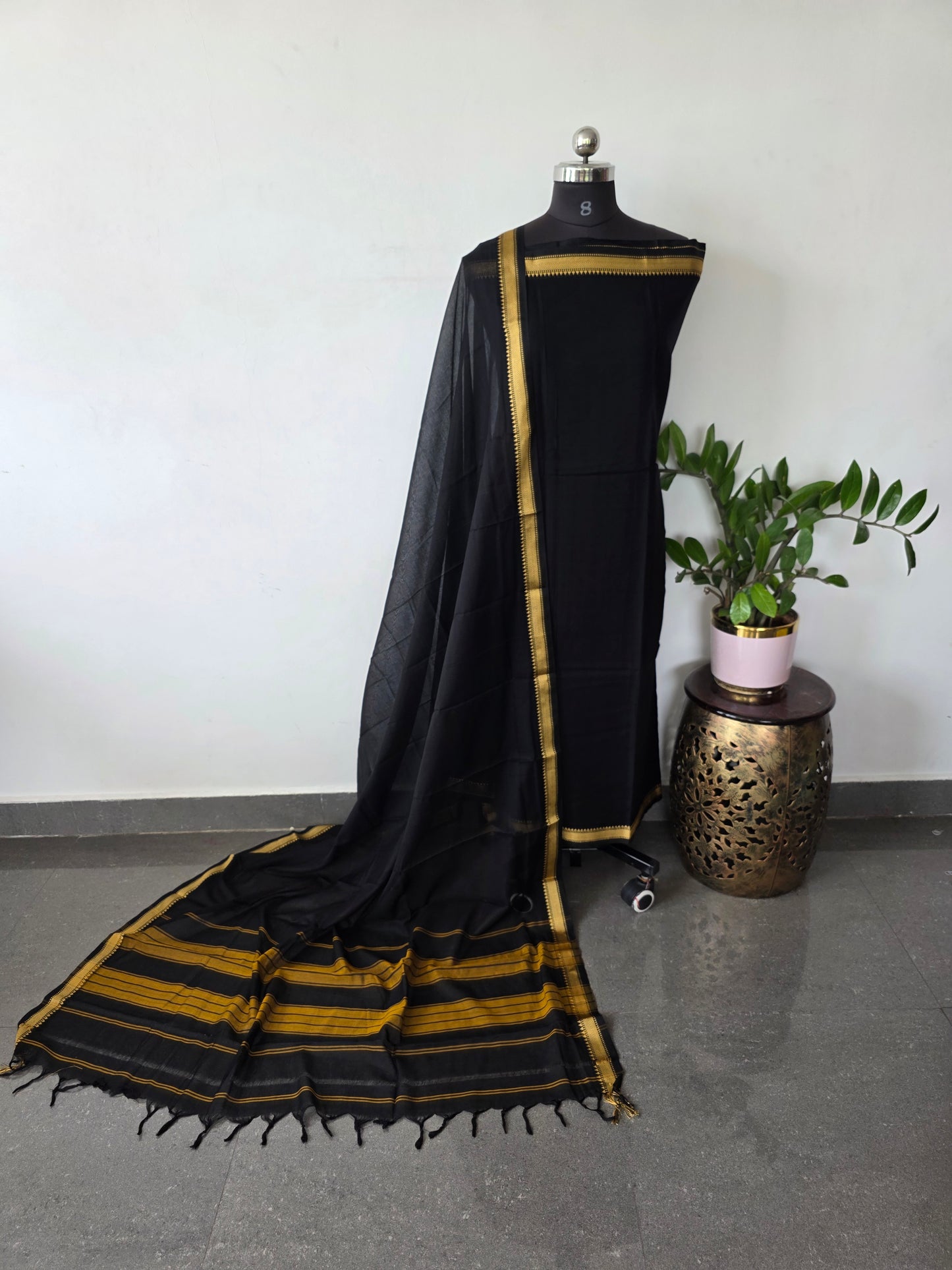 Mercerised narayanapet salwar set (4.5 meters)(black)- NA331