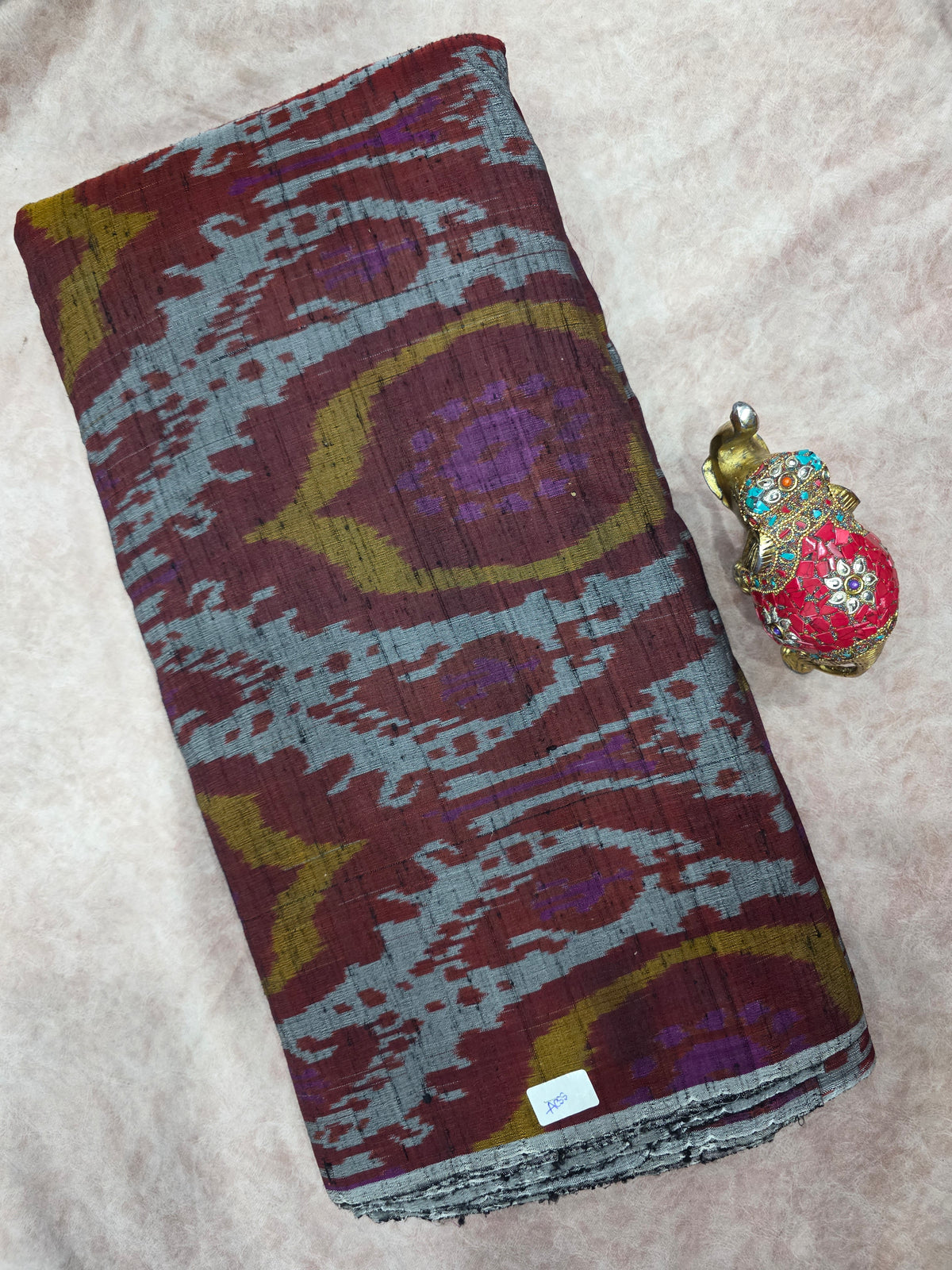 Pochampally dubbian ikkat silk running fabric - WW145