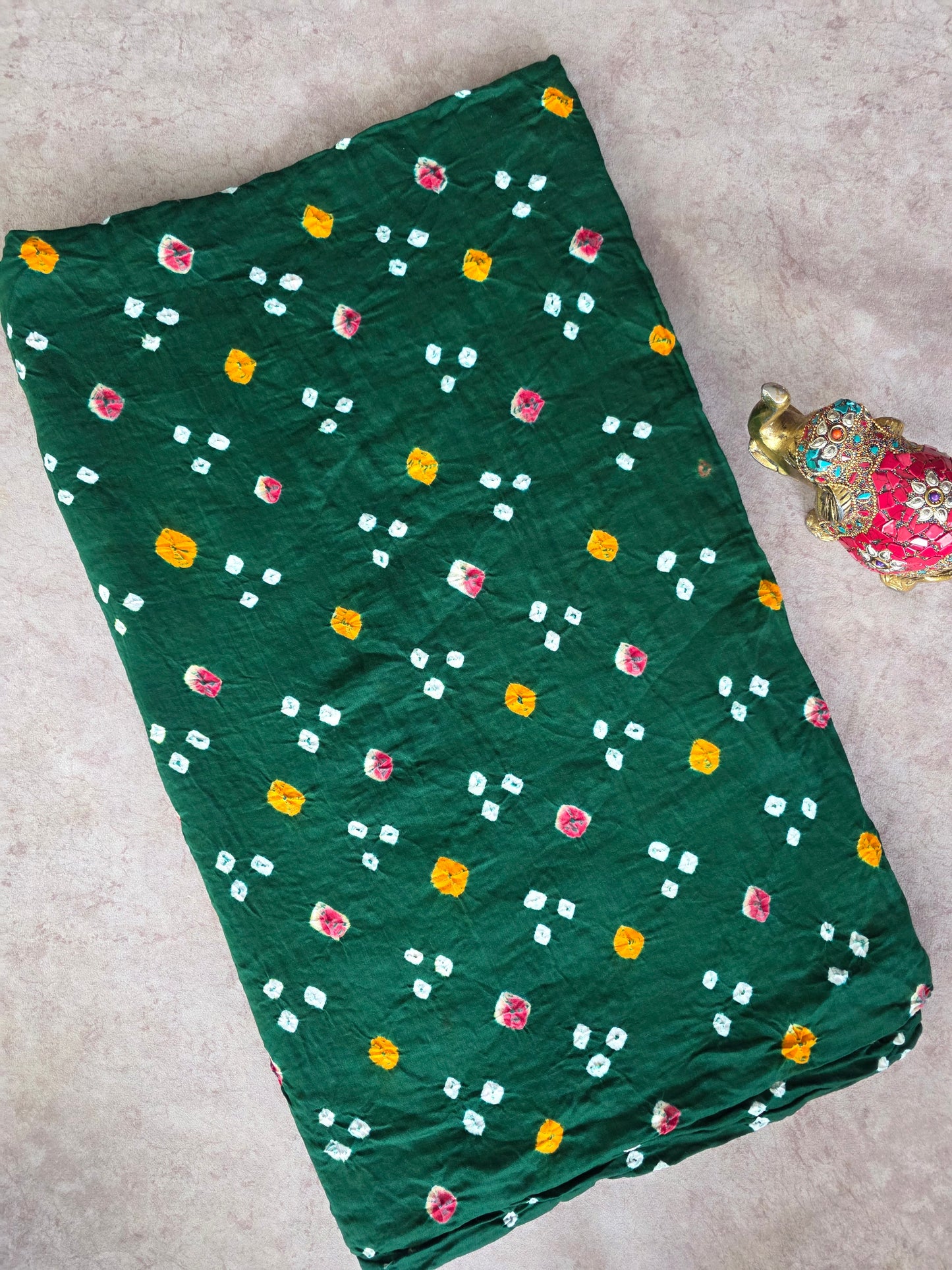 Handcrafted bandhini cotton running fabric-BN162