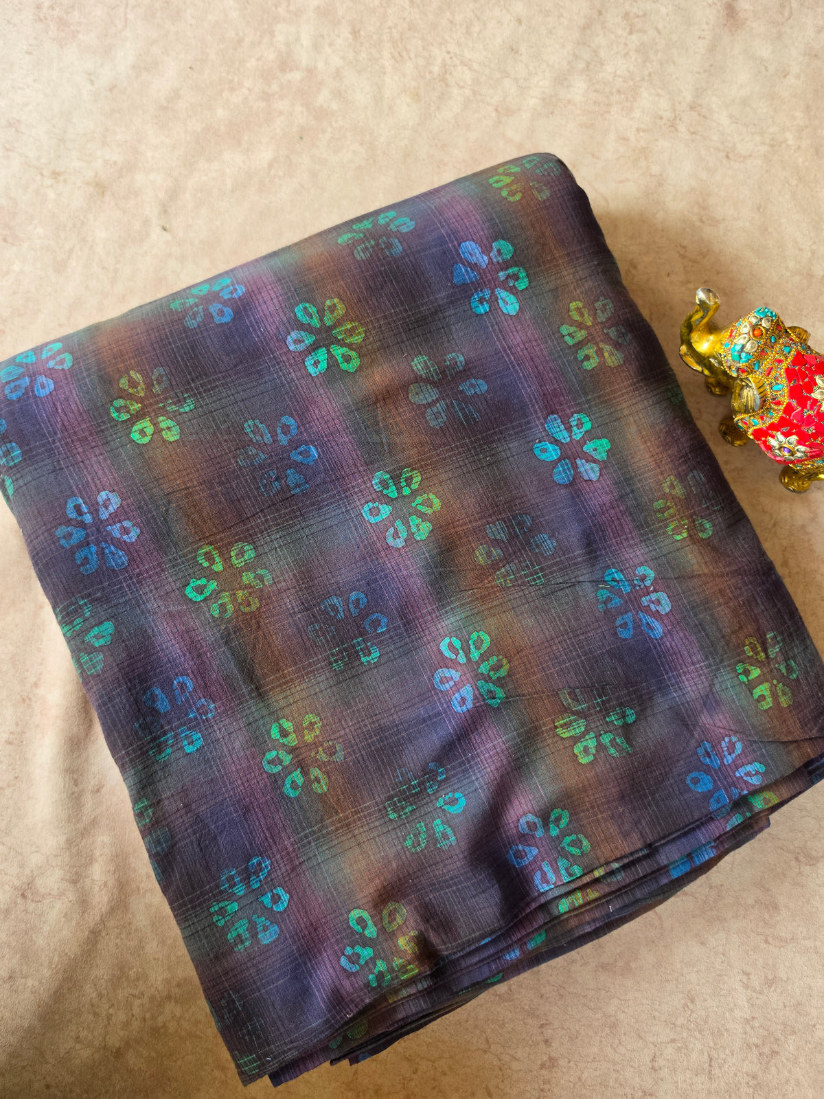 Handcrafted batik checked cotton running material -HB68