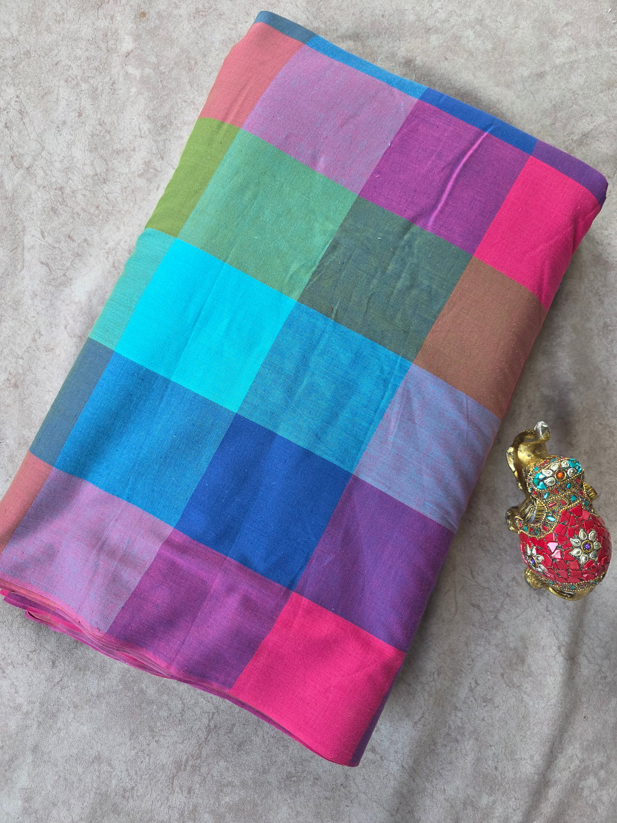 Madras kattam prewashed running material (4 inches*4 inches) -MD135