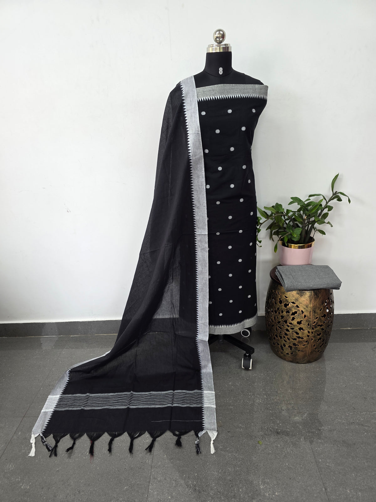 Temple border coin butta south cotton set - HA124