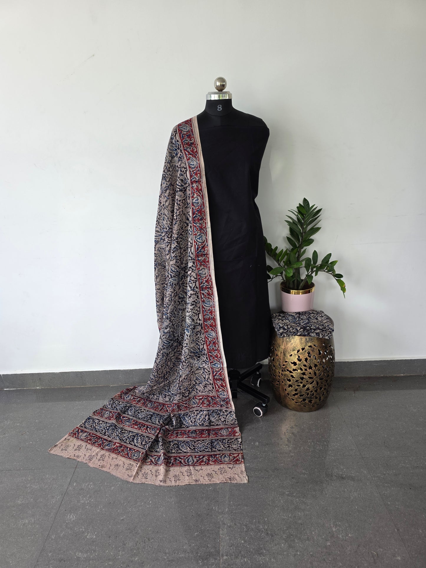 Handblock pure kalamkari cotton set  - HA12