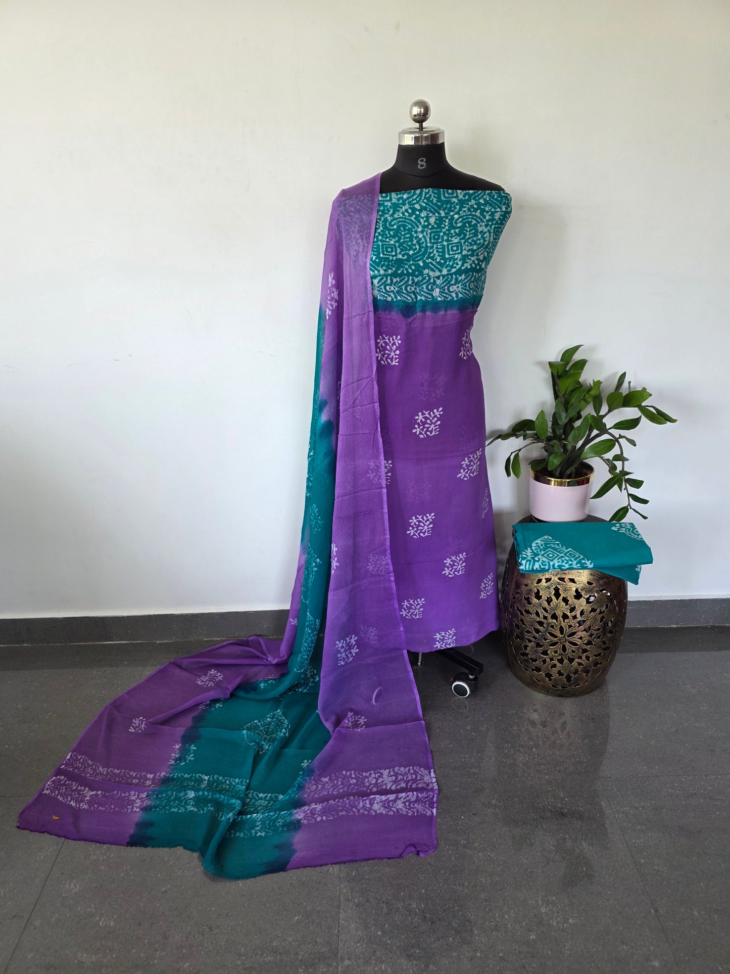 Handblock georgette salwar set - GE138
