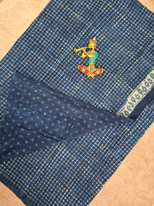 Handblock Jaipuri pure cotton saree - JA517