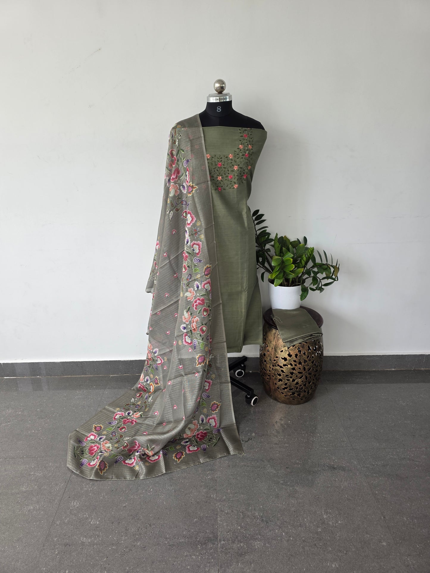 Semi linen silk set with kota duppatta - DS120