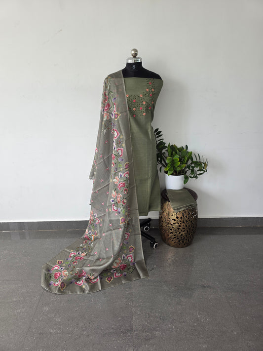 Semi linen silk set with kota duppatta - DS120