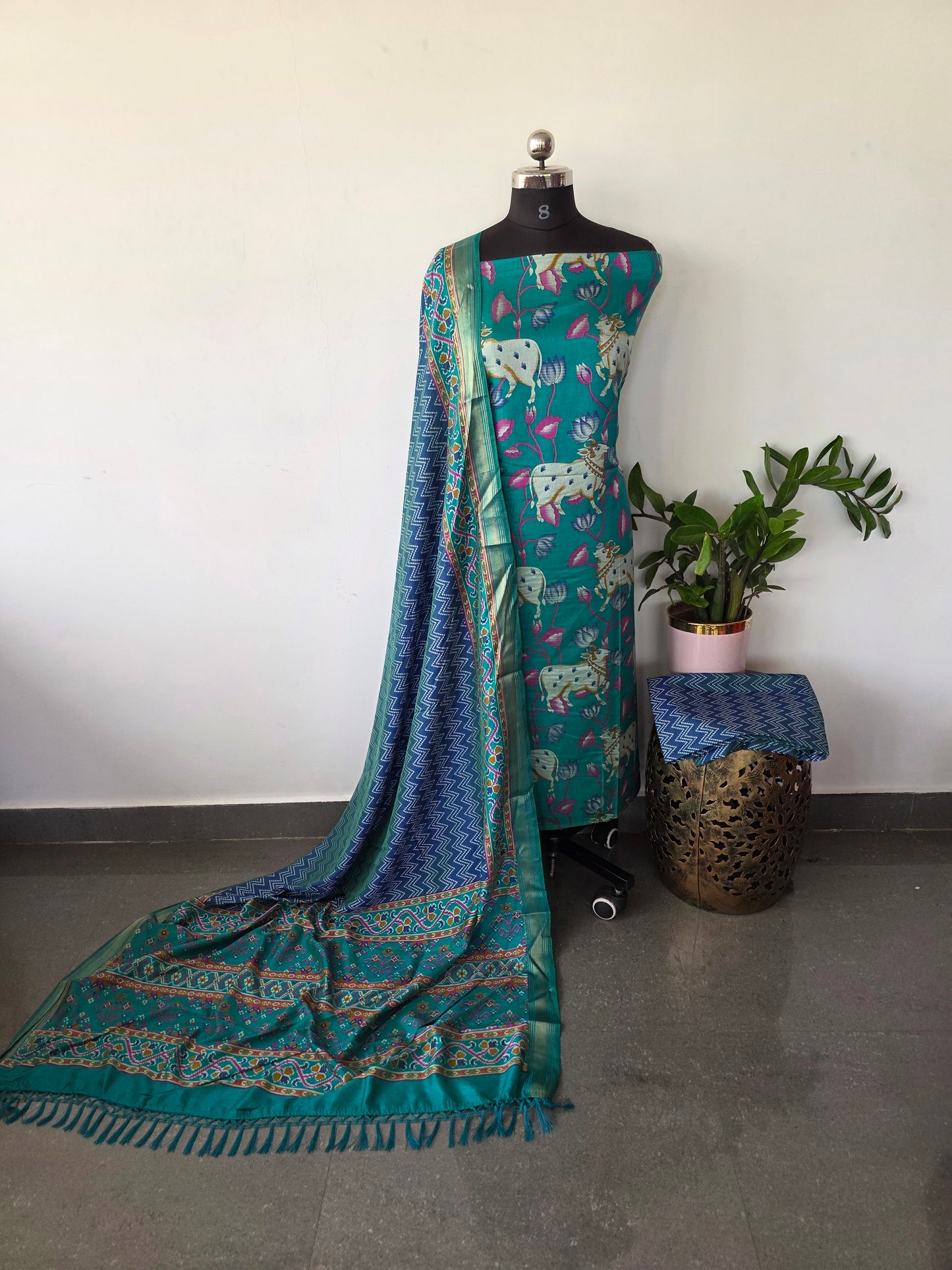 Premium semi Patola silk set - PK79