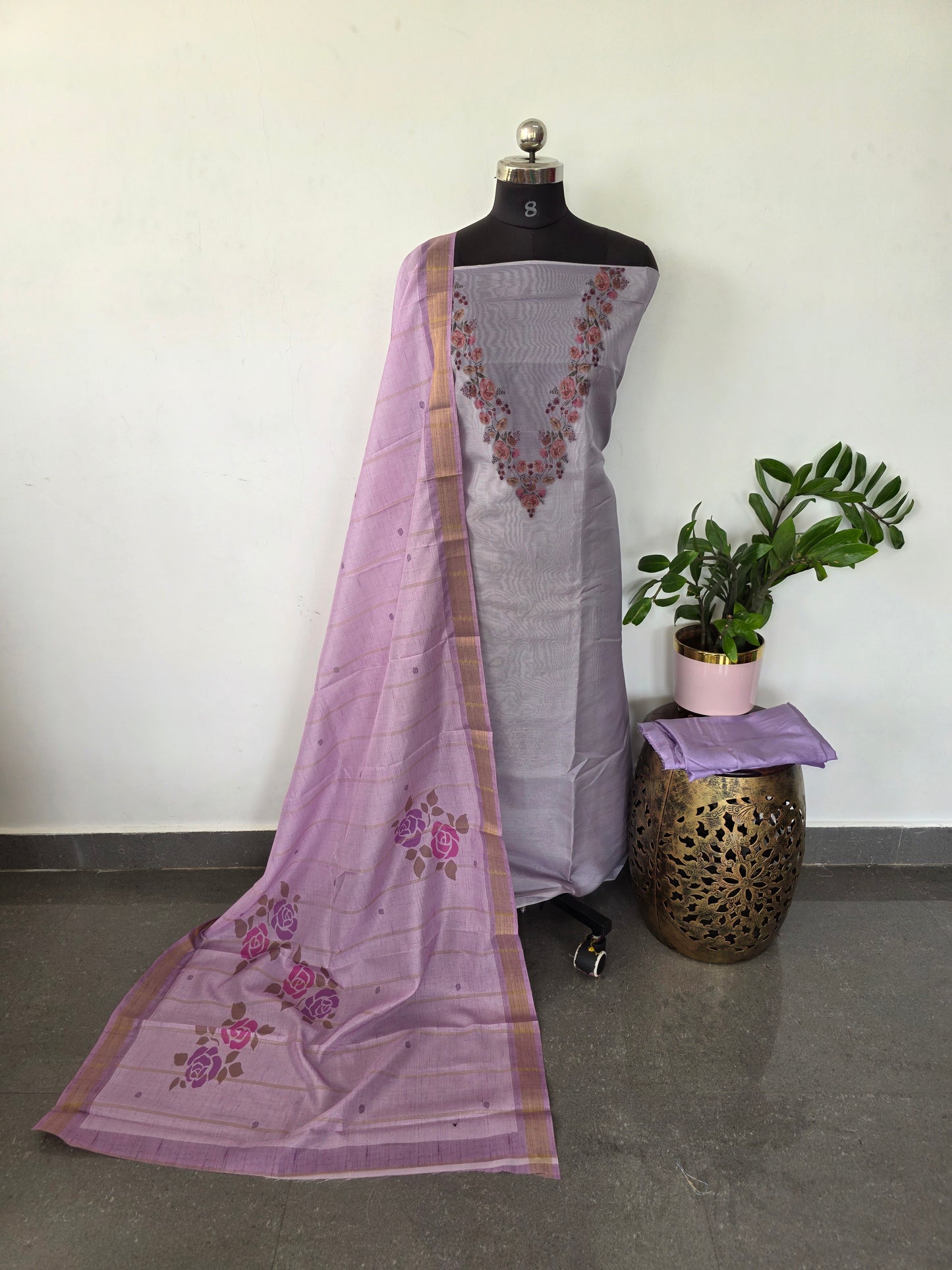 Fancy tussar silk set - CLA395
