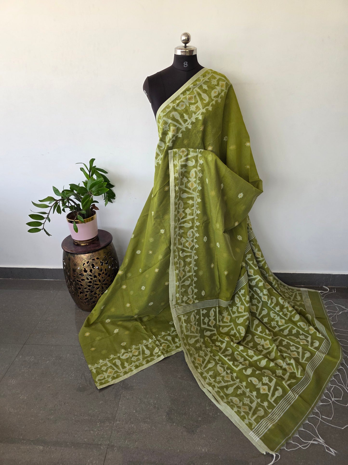 Silk cotton jamdhani saree - BB471