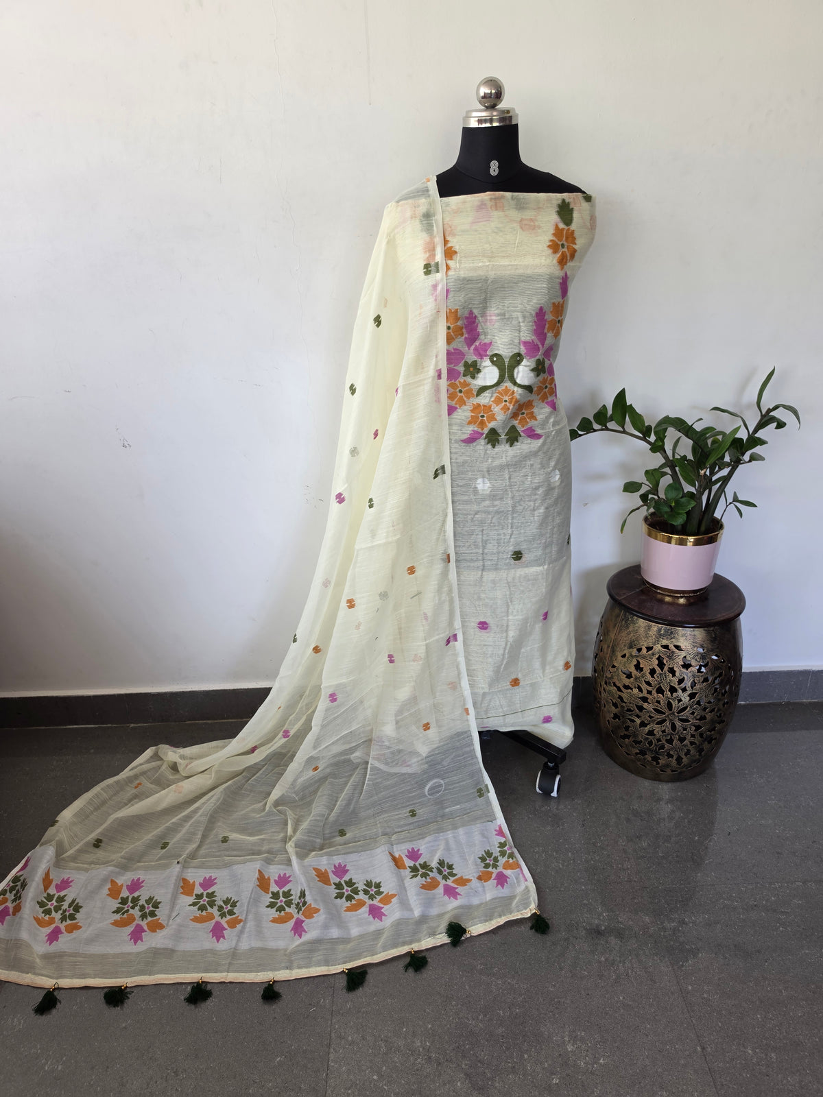 West Bengal Silk cotton jamdhani set - AV399