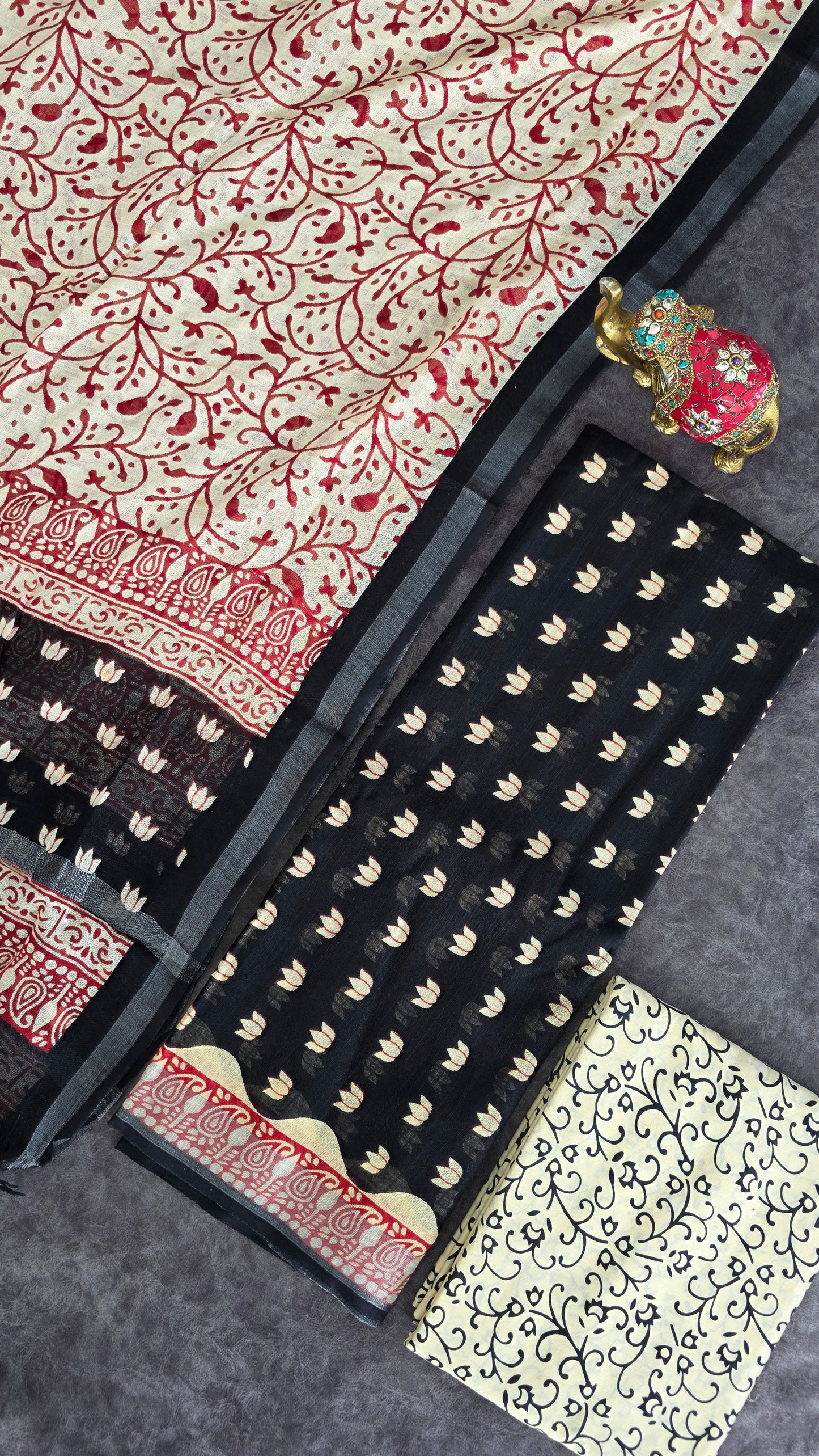 Handblock jaipuri linen cotton set -JA909