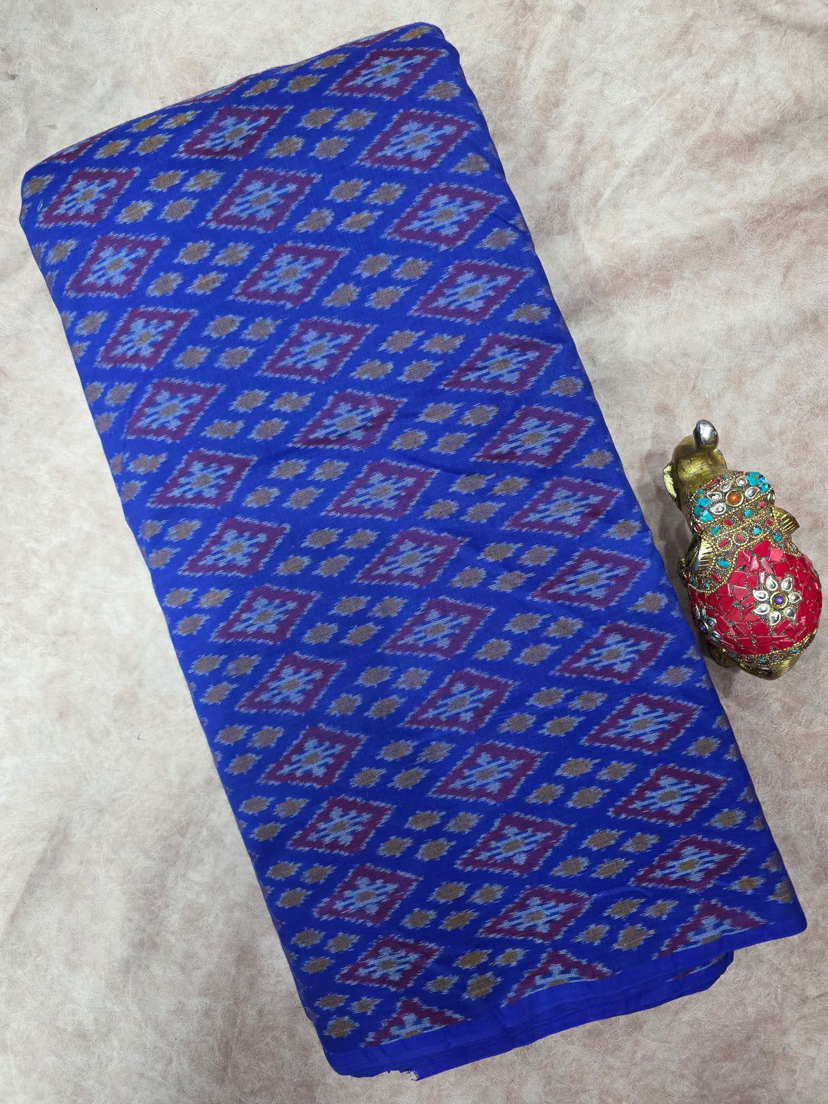 Pochampally sico pattu ikkat silk running fabric - WW133