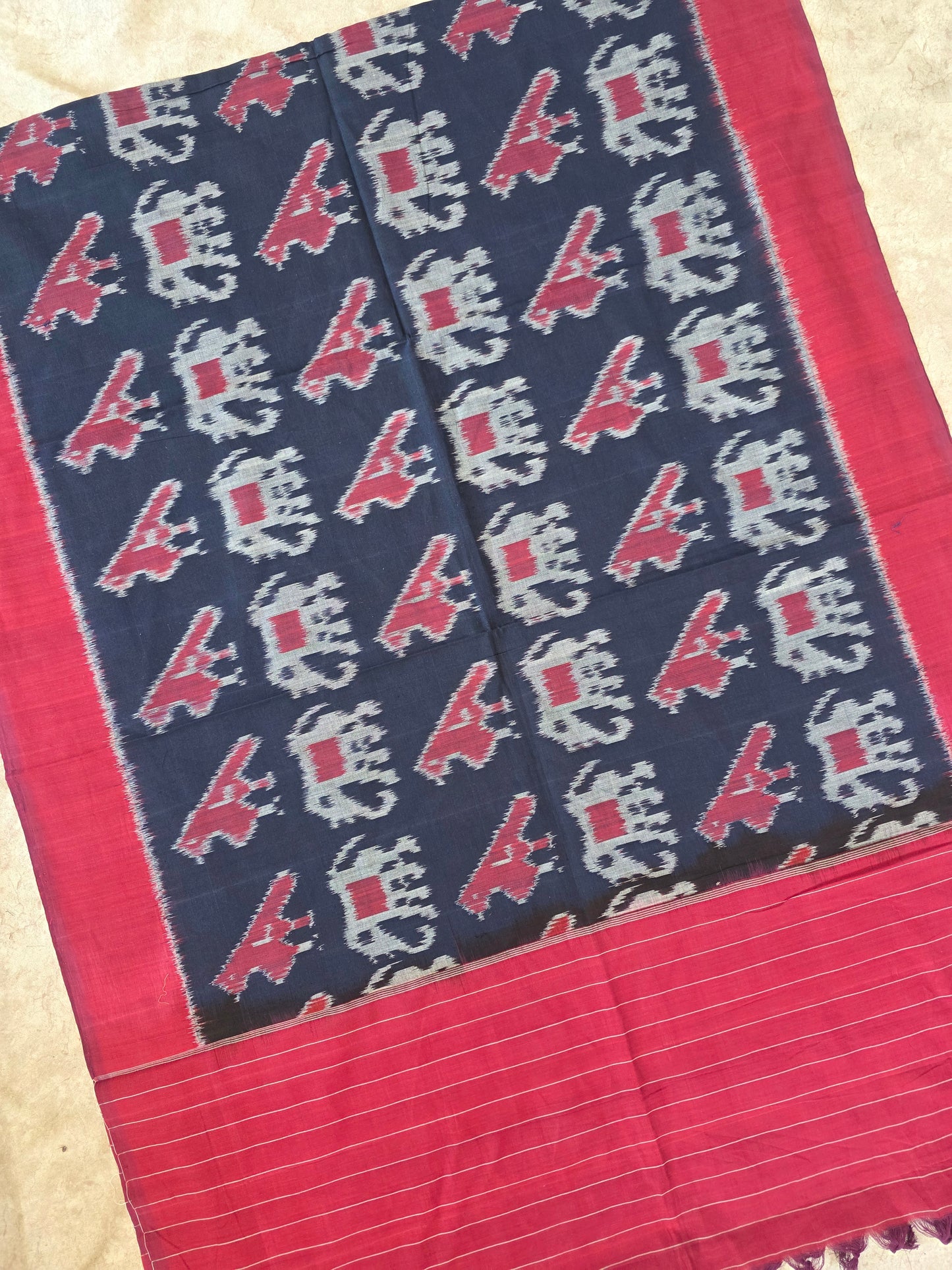 Handloom mercerised weft ikkat duppatta - KK139