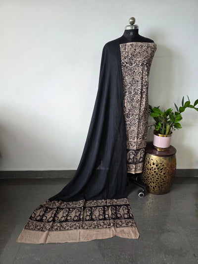 Handblock pure kalamkari cotton with border (2 pc set) - AK302