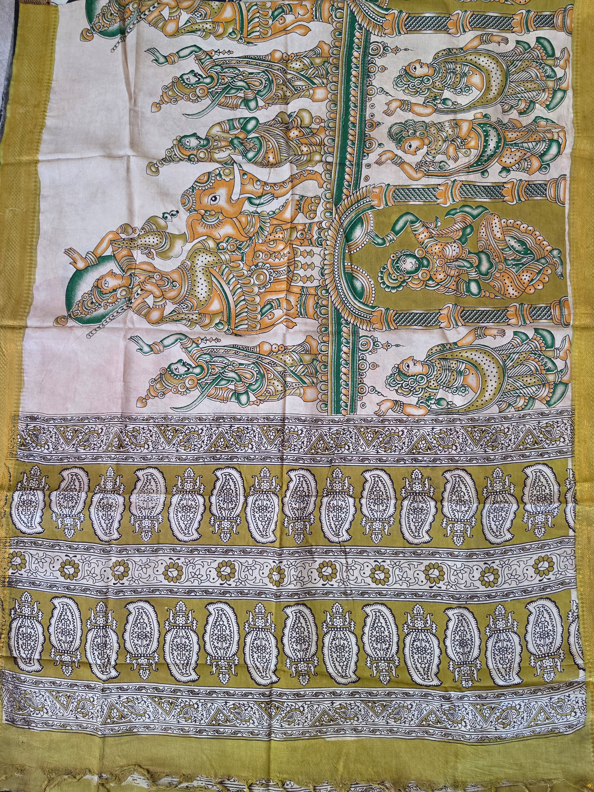 Handcrafted chennuri silk kalamkari duppatta -AK600