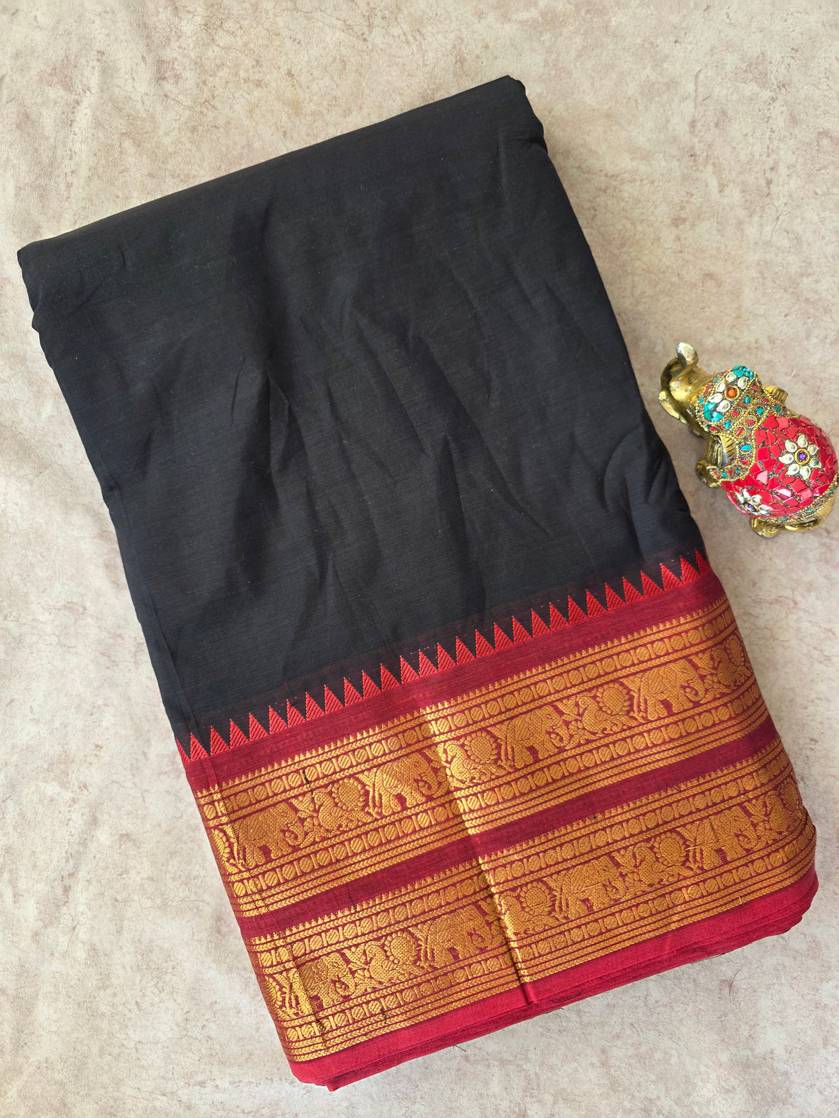 Chettinadu cotton running material(Black)-CM20