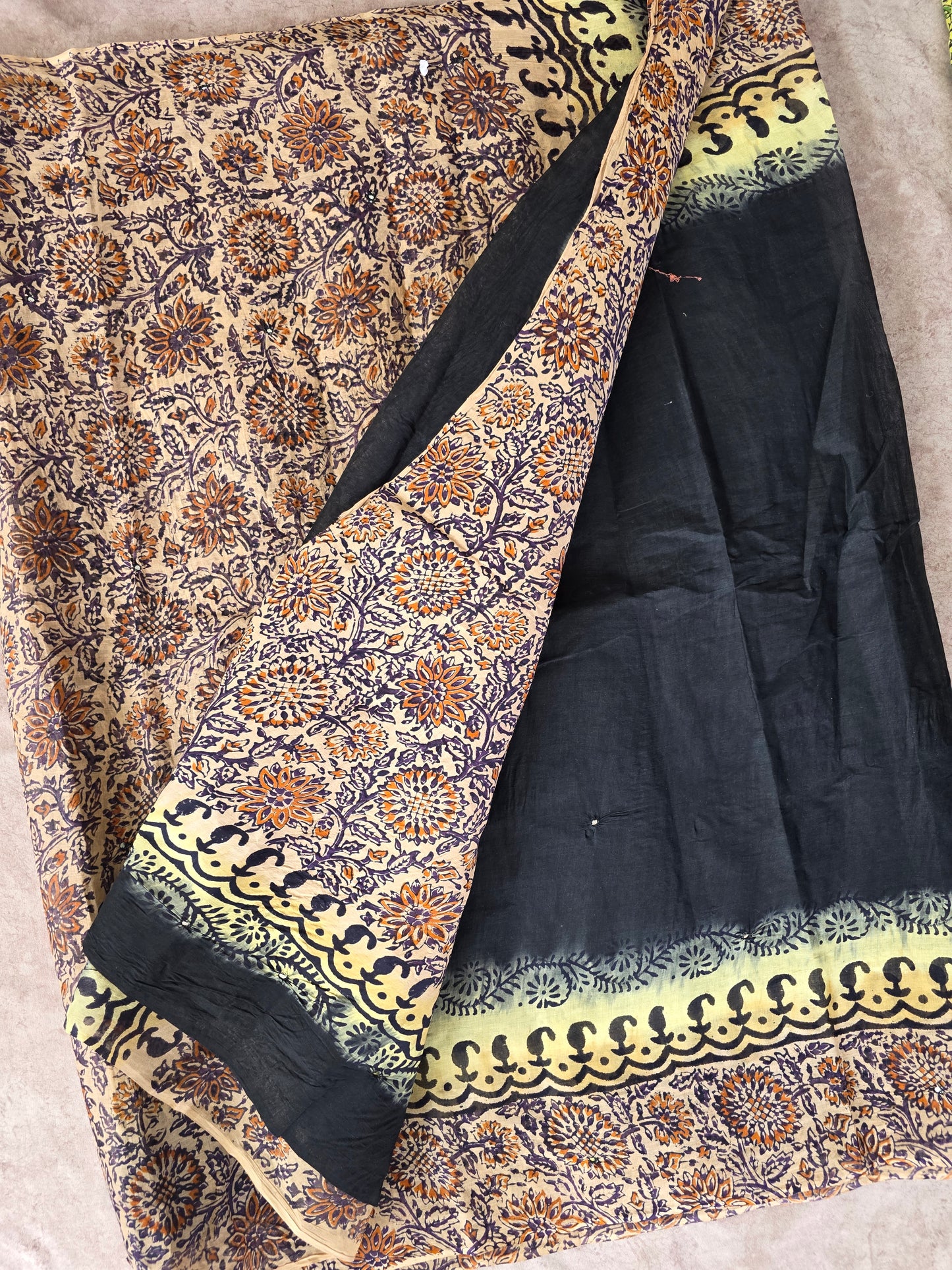 Handblack cotton saree - GE229