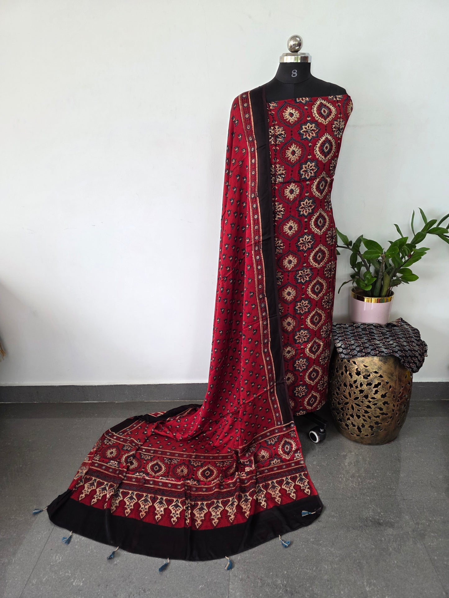 Handcrafted ajrakh modal silk set - HZ84