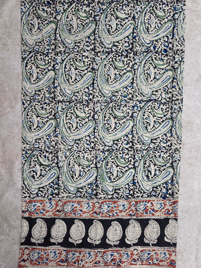 Handblock pure kalamkari cotton with border (2 pc set) - AK509