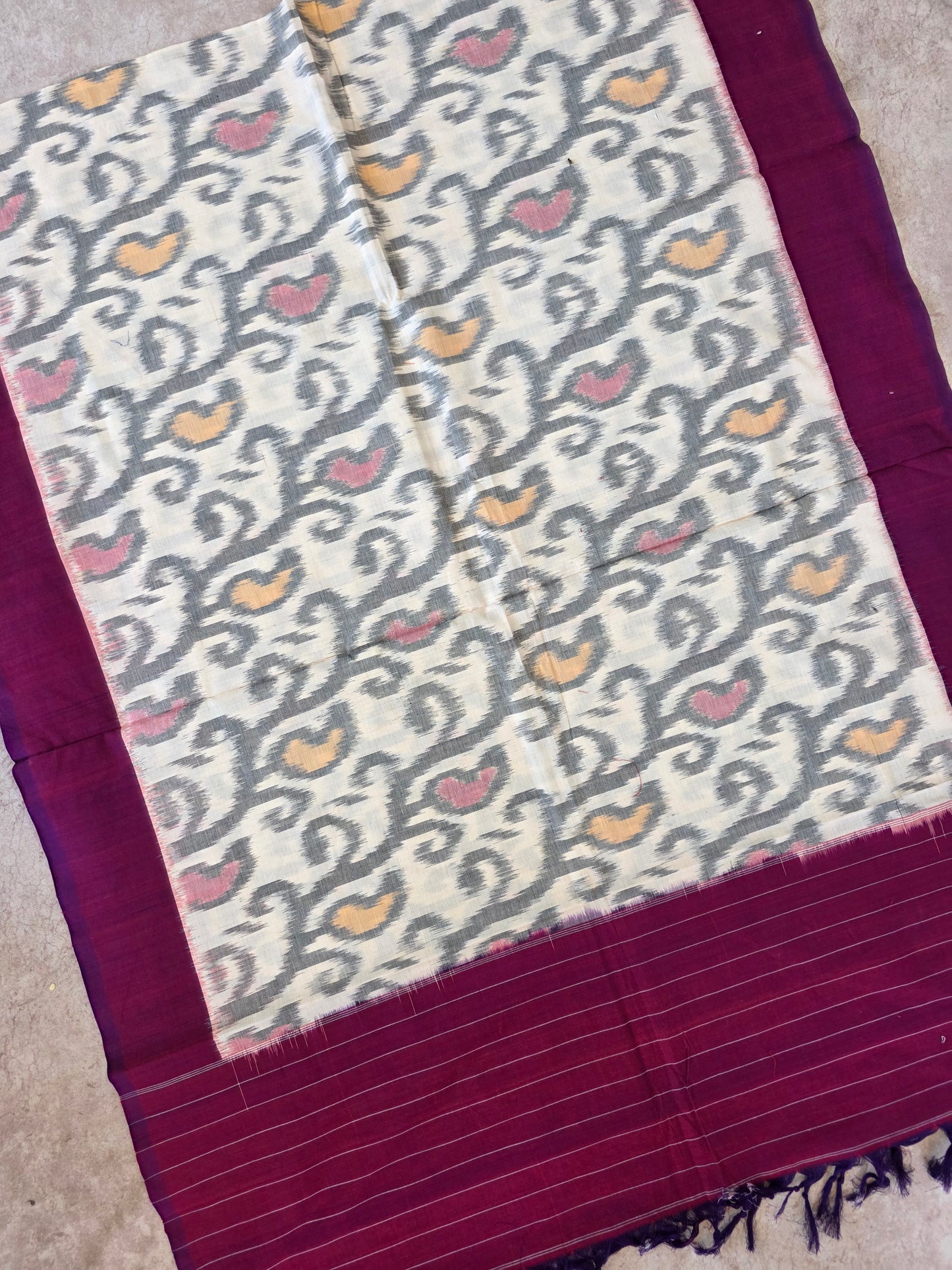 Handloom mercerised weft ikkat duppatta - KK127