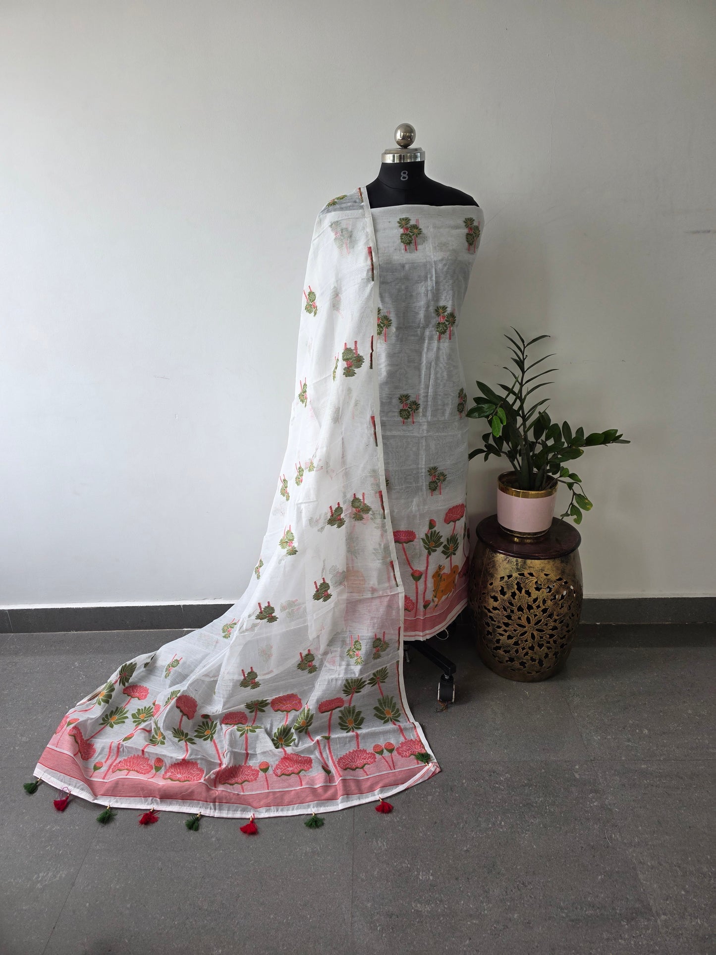 Silk cotton jamdhani set - AV33