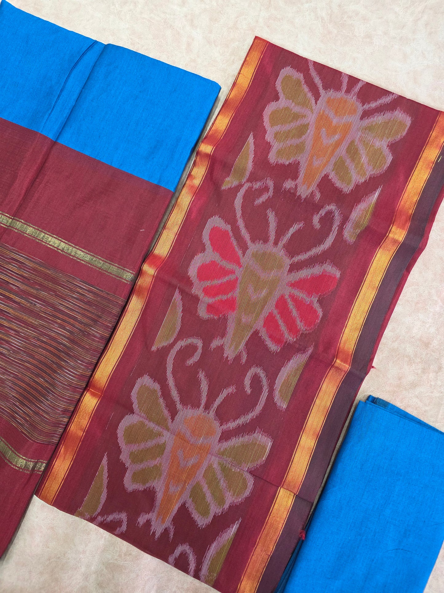 Pochampally sico set with ikkat damn -SZ380