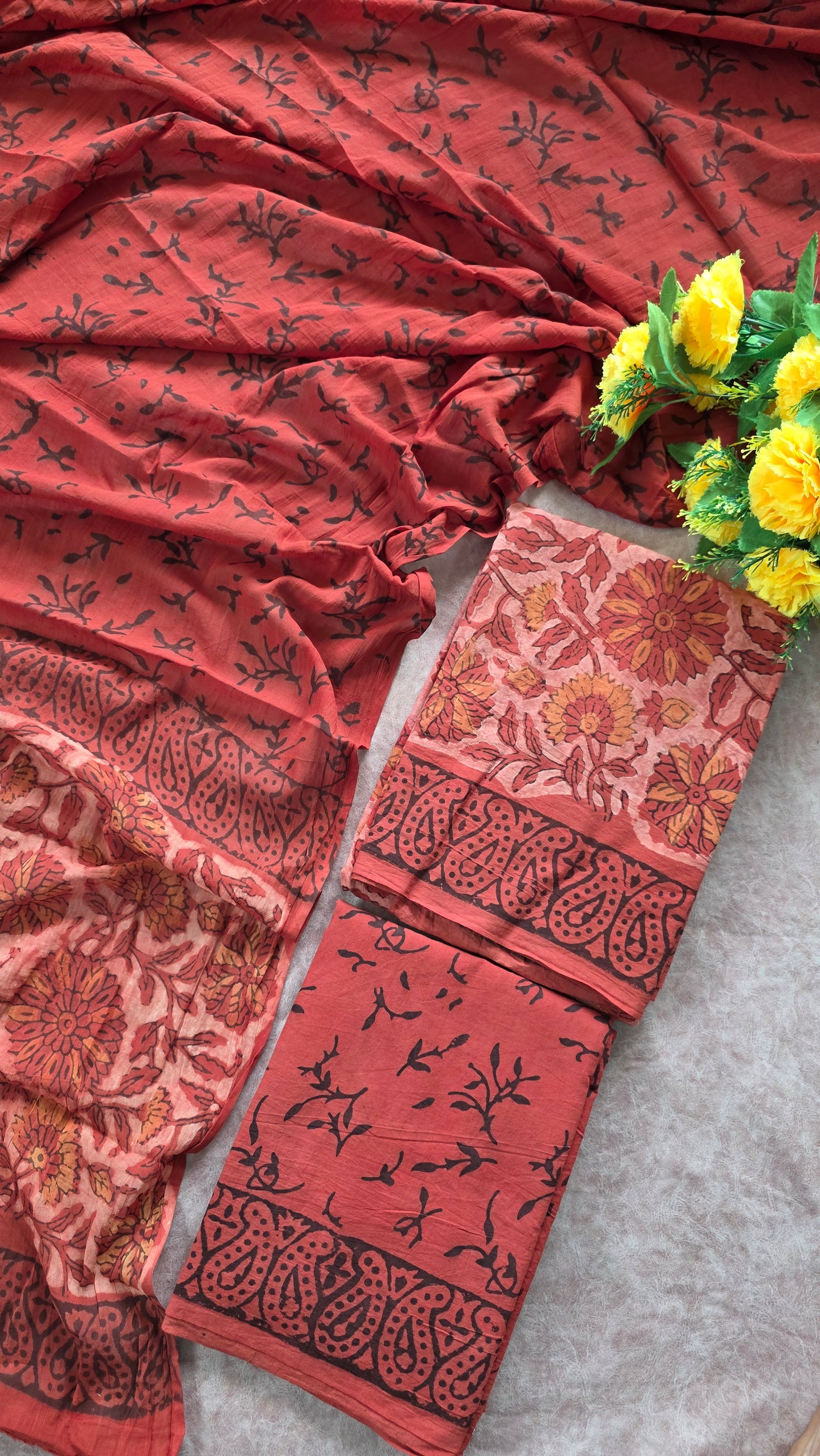 Nashpal Ajrakh Handblock Jaipuri pure cotton set - JA838