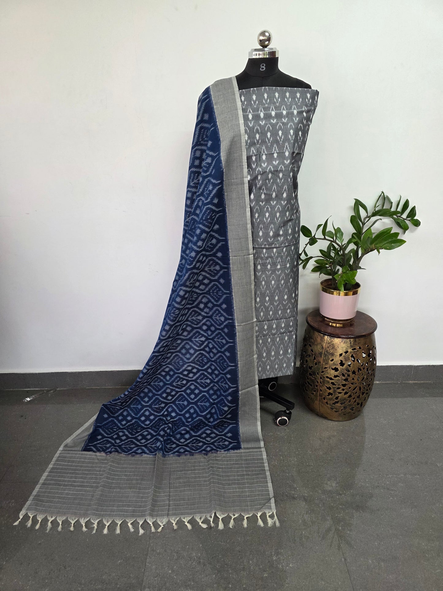 Handloom Mercerised ikkat cotton salwar set - KK181